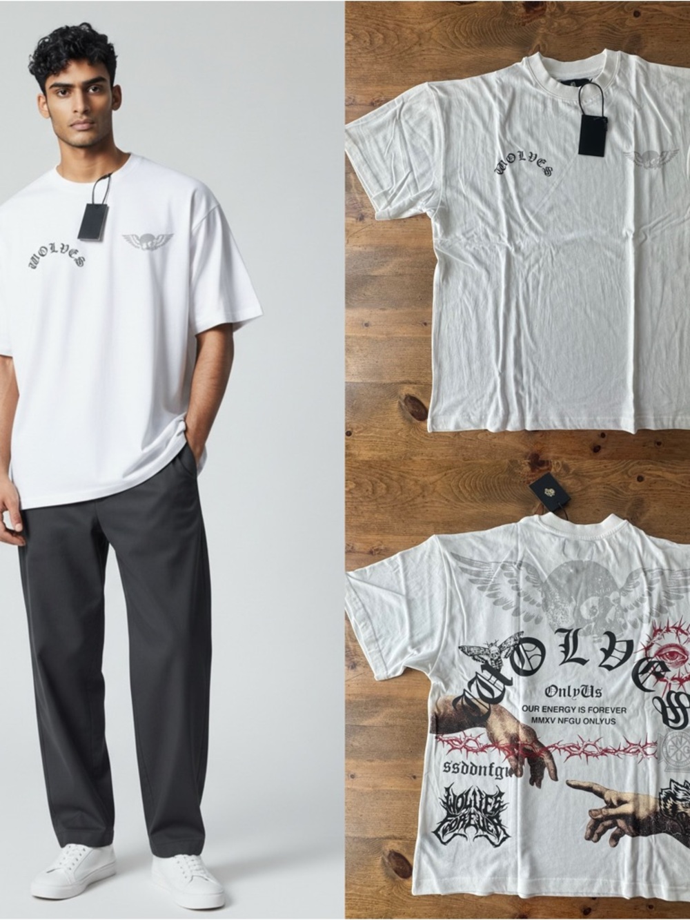 Darc Sport - Darc Creed Premium Tee Wolves Graphic Cream Men's T-Shirt XL